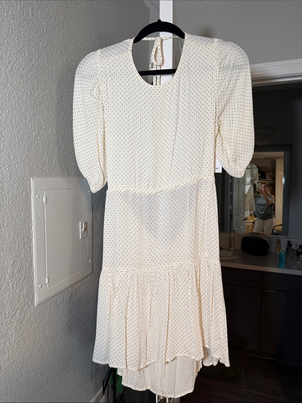 O'Neill Cream Mini Dress with Black Polka Dots